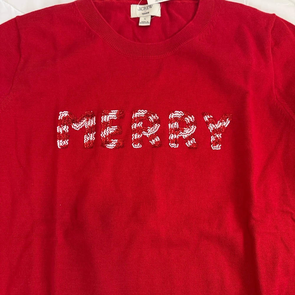 J. Crew Vibrant Red Teddie Sweater